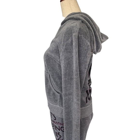 Vintage Y2k Juicy Couture Gray Velour Tracksuit Set Its Exhausting Being Juicy L - Picture 9 of 16